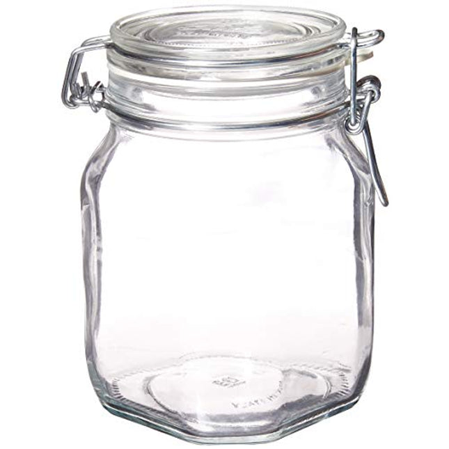 Bormioli Rocco - SYNCHKG122276 Fido Clear Glass Jar with 85 mm Gasket,1 Liter (Pack of 2)