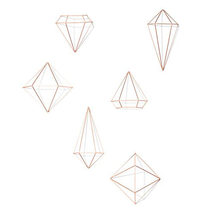 Umbra Prisma Geometric Sculptures, Decorate Your Wall with Modern Metallic Wire Shapes, Table top, Ceiling Dcor, Set of 6, Copper for Kitchen
