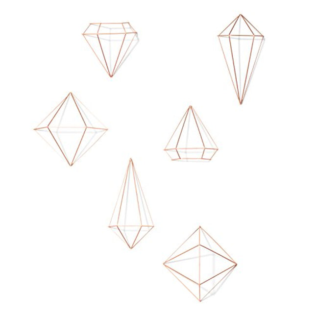 Umbra Prisma Geometric Sculptures, Decorate Your Wall with Modern Metallic Wire Shapes, Table top, Ceiling Dcor, Set of 6, Copper for Kitchen
