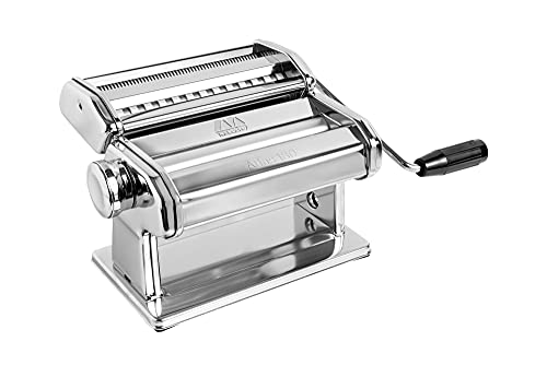 Marcato Atlas 180 Pasta, Made in Italy, Stainless Steel, 180-Millimeters Wide, Includes Machine with Cutter, Hand Crank, and Instructions