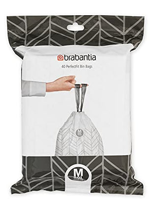 Brabantia Perfectfit Bags, Code M, 60 Litre, Dispenser Pack, 40 Bags - White