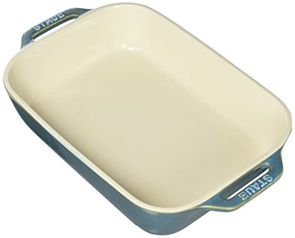 Staub Ceramics Rectangular Baking Dish, 10.5X7.5-Inch, Rustic Turquoise