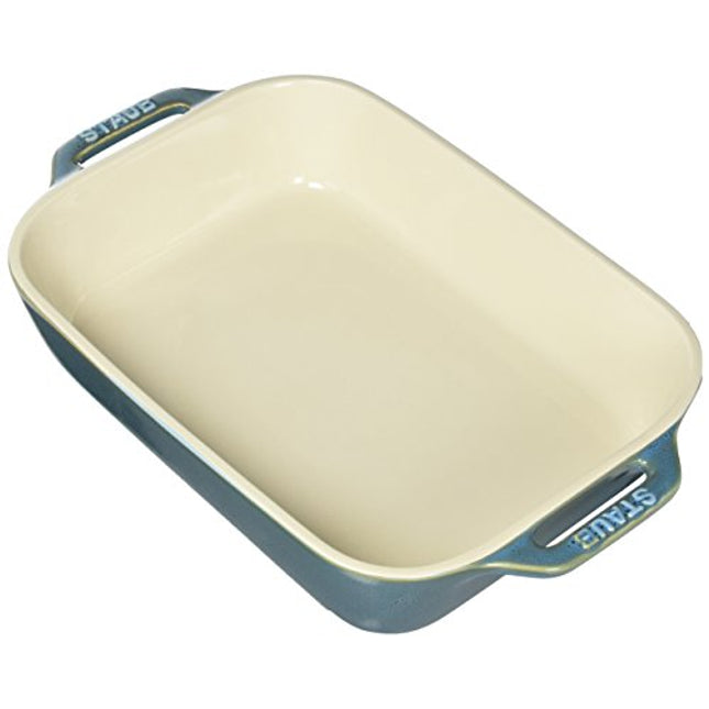 Staub Ceramics Rectangular Baking Dish, 10.5X7.5-Inch, Rustic Turquoise