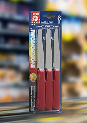 Set Of 6 Serrated Tavola Table Knives 11 Cm - Red