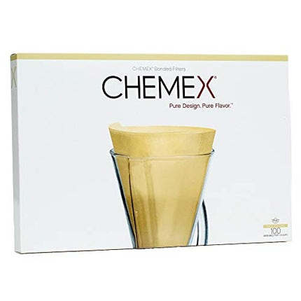 Chemex Natural Crescent Filter Bonded Coffee Filter Unfolded Half Moon, 100 Pcs.