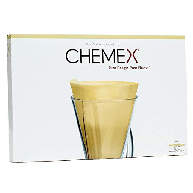Chemex Natural Crescent Filter Bonded Coffee Filter Unfolded Half Moon, 100 Pcs.