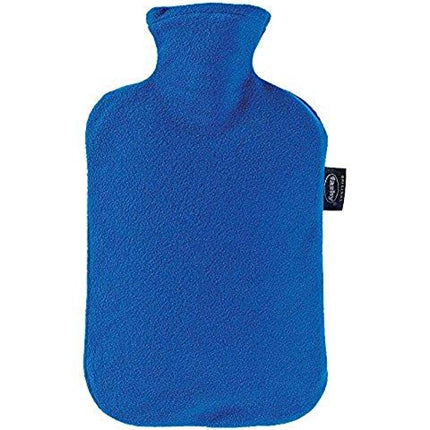 Fashy Hot Water Bottle With Fleece Cover Blue - Made In Germany