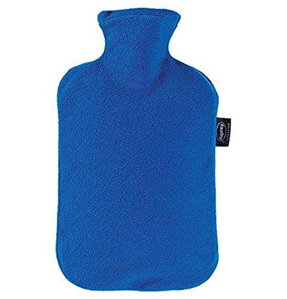 Fashy Hot Water Bottle With Fleece Cover Blue - Made In Germany