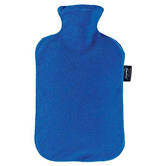 Fashy Hot Water Bottle With Fleece Cover Blue - Made In Germany