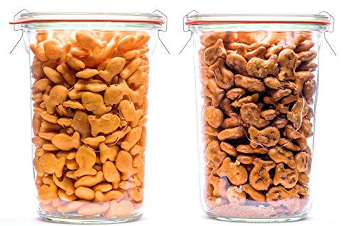 Weck 743 Mold Jar - Sourdough Starter with Wide Mouth - Suitable for Canning and Storage - 2 Sourdough Jars with Glass Lids, Gaskets and Clips