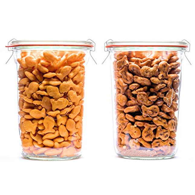 Weck 743 Mold Jar - Sourdough Starter with Wide Mouth - Suitable for Canning and Storage - 2 Sourdough Jars with Glass Lids, Gaskets and Clips