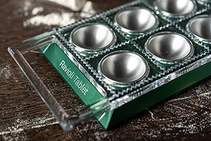 Marcato Design Atlas Ravioli Tablet Pasta Maker, Made In Italy, Green, Makes 10 2-Inch Squares, 14 X 8.5