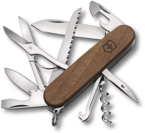 Victorinox Medium Pocket Knife With Walnut Wood Scales - 13 Functions - Huntsman Wood
