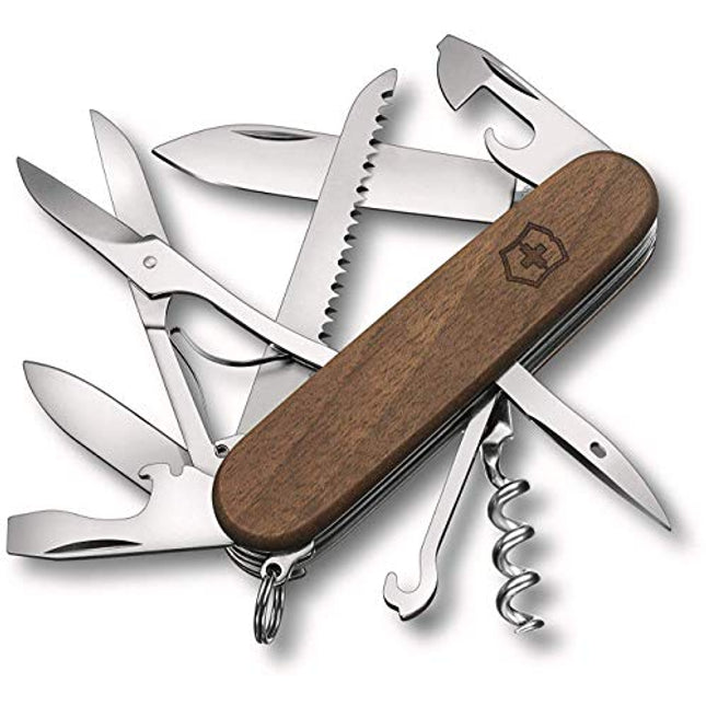 Victorinox Medium Pocket Knife With Walnut Wood Scales - 13 Functions - Huntsman Wood
