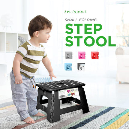 Splendole Small Folding Step Stool - 11"x8" Lightweight Portable Stool Supports up to 300lbs Non-Slip Collapsible Stool