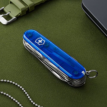 Victorinox Swiss Army Huntsman Medium Pocket Knife Sapphire 91 mm, Translucent Sapphire