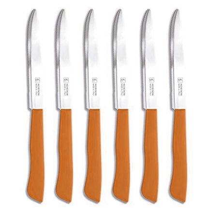 6 Kitchen Knifes (Knives) - Italian Stainless Steel Vegetable/Steak/Table Knife Cutlery (Orange)