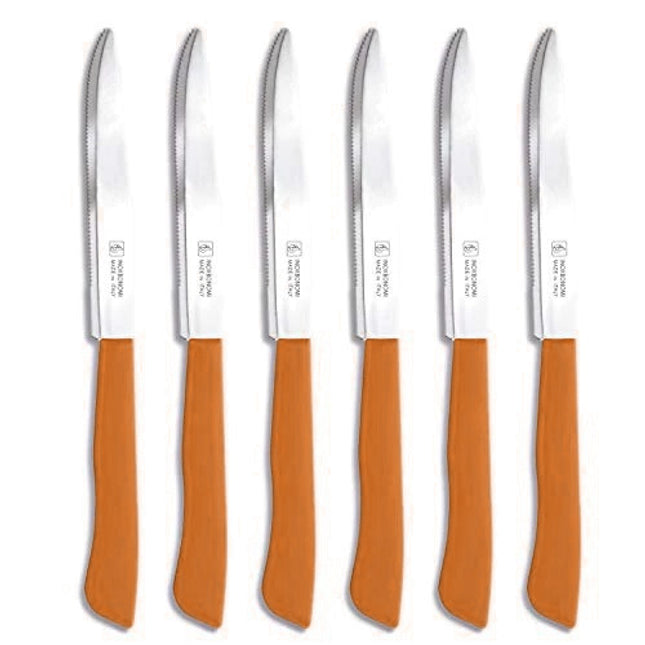 6 Kitchen Knifes (Knives) - Italian Stainless Steel Vegetable/Steak/Table Knife Cutlery (Orange)